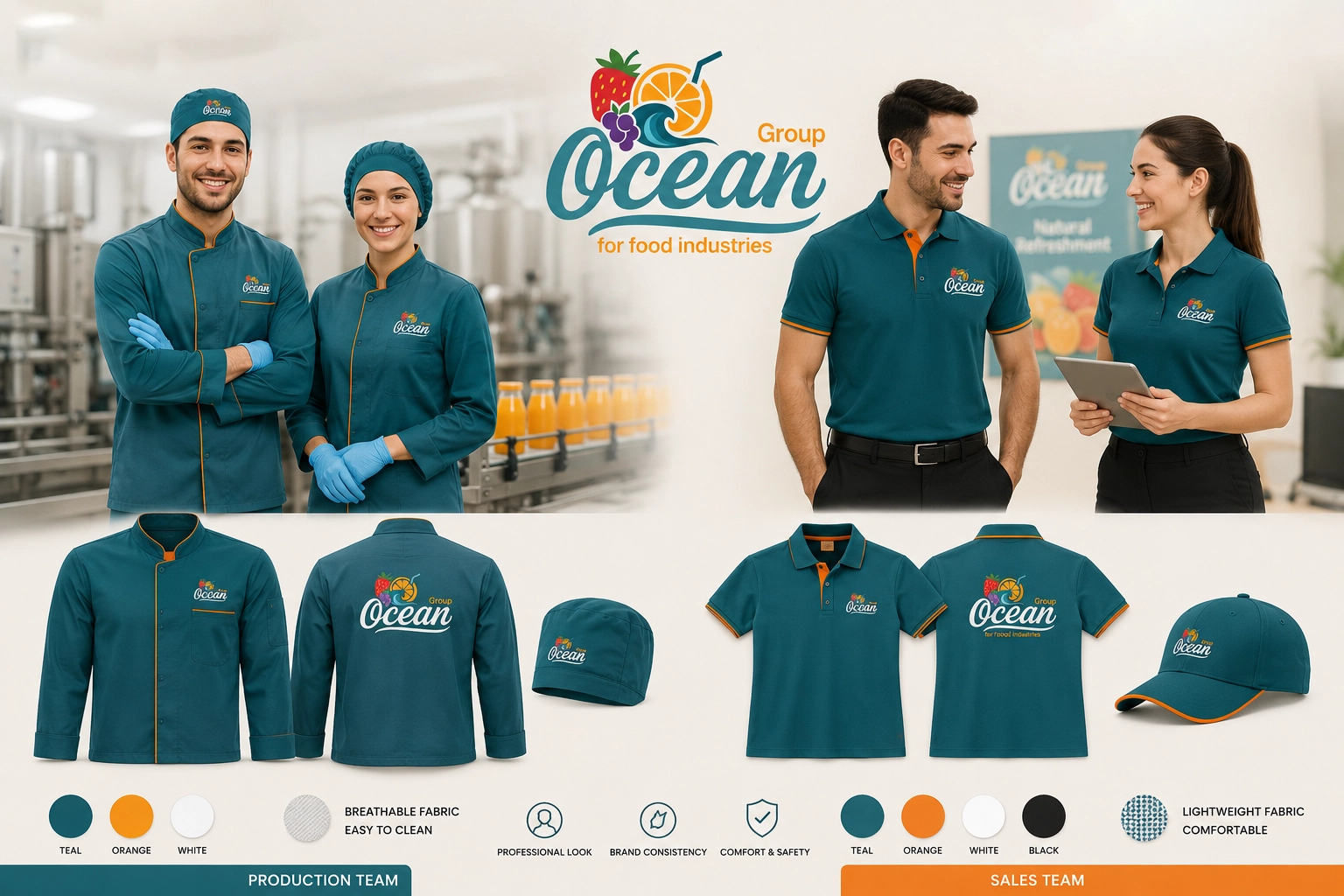 تصميم زي موظفي Ocean Group — الإنتاج والمبيعات